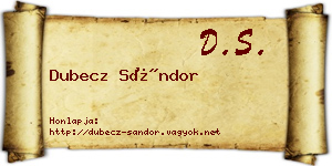 Dubecz Sándor névjegykártya